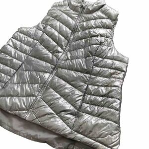 Livi Active Women's Silver Metallic Quilted Puffer Vest Lane Bryant Size 22/24 *